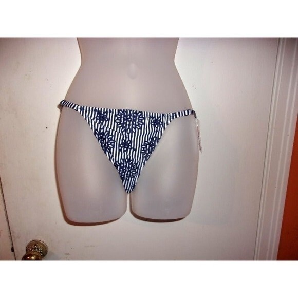 Aerie Medium Striped Floral Print Bikini Bottom - Picture 2 of 3